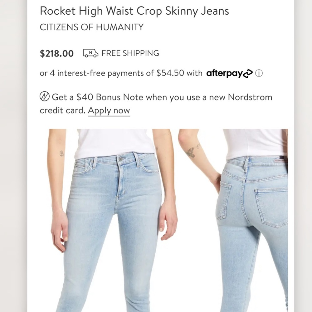 Citizens of Humanity Rocket Crop High Rise Skinny Jean Size 25/26 Soft Fade